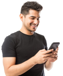 hispanic man on smartphone